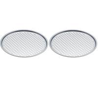 KitchenCraft KC BLUE Plaque à Pizza Perforée en Acier au Carbone, 33 cm (Lot de 2)