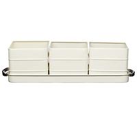 KitchenCraft Living Nostalgia Indoor Metal Herb Pots and Tray Set, 40 x 12 x 10.5 cm - Antique Cream