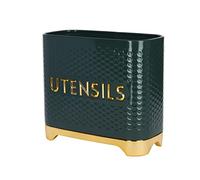 KitchenCraft Lovello Porte-ustensiles de cuisine texturé 19 x 9 x 18 cm - Vert chasseur & doré