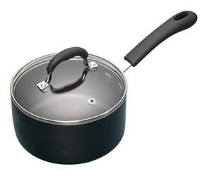 KitchenCraft MasterClass Casserole Antiadhésive de 16 cm en Émail d'Aluminium, Acier, Noir