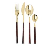 KitchenCraft Mikasa - Service de Couverts Dorés Effet Écailles de Tortue, Acier Inoxydable, Couteaux/Fourchettes/Cuillères, 16 Pièces