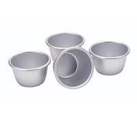 KitchenCraft Mini Moule à Pudding Set de 4, Aluminium anodisé, 7.5 cm, argenté