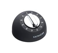 KitchenCraft Minuteur de cuisine mécanique avec Soft Touch et finition chromée, compte à rebours 1 heure, noir et chromé