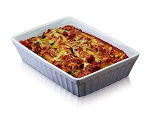 KitchenCraft - Plat À Lasagnes Du Monde Des Saveurs, Cannelloni Et Pâtes, Grès, 33 X 23 cm, Blanc