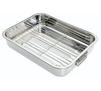 KitchenCraft Plat à rôtir 37 cm en acier inoxydable argenté avec grille amovible 37x28
