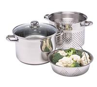 Cuiseur Multifonctions Vapeur Pâtes Marmite Inox avec Couvercle verre Kitchen Craft D20 cm 4L