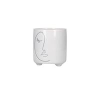 KitchenCraft - Pot de Fleurs pour Petites Plantes d'Intérieur, Dolomite, Motif Visage Abstrait Gris, 10 x 10 x 11 cm