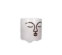 KitchenCraft - Pot de Fleurs pour Petites Plantes d'Intérieur, Dolomite, Motif Visage Abstrait Marron, 10 x 10 x 11 cm