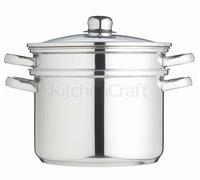 Cuiseur Multifonctions Vapeur Pâtes Marmite Inox avec Couvercle verre Kitchen Craft D20 cm 4L