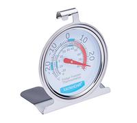 KitchenCraft Thermomètre pour réfrigérateur et congélateur avec guide de température mini-maxi, cadran transparent, acier inoxydable, argenté