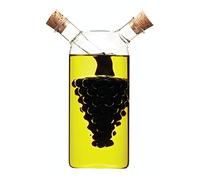 KitchenCraft World Of Flavours - Distributeur D'Huile Et De Vinaigre En Verre, Bouteille D'Huile Et De Vinaigre 2 En 1, Bouteille Cruche Avec Bouchons En Liège, Design Raisin, 50 + 300 Ml
