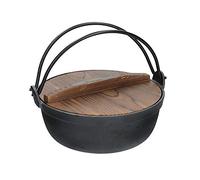 KitchenCraft World of Flavours - Marmite Japonaise avec Couvercle en Bois, Fonte, Noir, 1,5 L