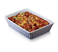 KitchenCraft World of Flavours - Plat de Cuisson / Service pour Lasagnes en Grès, 30 x 21 cm, Blanc