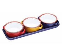 KitchenCraft World of Flavours - Plateau de Service en Émail avec Bols à Tapas, 11 cm, Multicolore, Lot de 3, Coffret Cadeau