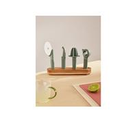 KITCHENWARE STUDIO - Ensemble de 4 ustensiles de cuisine avec support en bois - Sauge