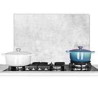 KitchenYeah© Anti Éclaboussure Cuisine Aluminium Plaque Anti Chaleur | 60x40 cm - Crédence Sur Mesure Protection Mur Credence+cuisine Marbre - Texture - Gris - Aspect marbre