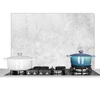 KitchenYeah© Anti Éclaboussure Cuisine Aluminium Plaque Anti Chaleur | 80x55 cm - Crédence Sur Mesure Protection Mur Credence+cuisine Marbre - Texture - Gris - Aspect marbre
