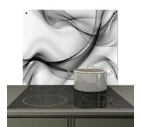 KitchenYeah© Anti Éclaboussure Cuisine Plaque Chaleur Crédence Sur Mesure | 65x52 cm - Protection Mur, Projection Noir - Blanc - Gris - Abstrait