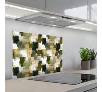 KitchenYeah© Crédence Adhésive Cuisine 50x70 cm Résistant À La Chaleur Plaque Adhesif Fond De Hotte Interieur Cuisson Sur Mesure Rayures de brosse - Mousse - Nuances de vert