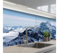 KitchenYeah© Crédence Adhésive Cuisine 60x150 cm Résistant À La Chaleur Plaque Adhesif Fond De Hotte Interieur Cuisson Sur Mesure Paysage - Montagnes - Neige - Blanc