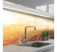 KitchenYeah© Crédence Adhésive Cuisine 60x150 cm Résistant À La Chaleur Plaque Adhesif Fond De Hotte Interieur Cuisson Sur Mesure Paris - Skyline - Coucher Soleil - Villes