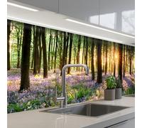 KitchenYeah© Crédence Adhésive Cuisine 60x200 cm Résistant À La Chaleur Plaque Adhesif Fond De Hotte Interieur Cuisson Sur Mesure Forêt - Fleurs - Lavande - Soleil - Violet - Nature