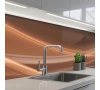 KitchenYeah© Crédence Adhésive Cuisine 60x200 cm Résistant À La Chaleur Plaque Adhesif Fond De Hotte Interieur Cuisson Sur Mesure Vagues - Abstrait - Brun