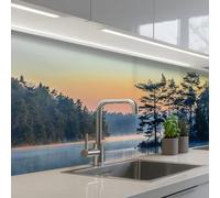 KitchenYeah© Crédence Adhésive Cuisine 60x200 cm Résistant À La Chaleur Plaque Adhesif Fond De Hotte Interieur Cuisson Sur Mesure Eau - Arbres - Nature - Paysage