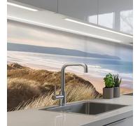 KitchenYeah© Crédence Adhésive Cuisine 60x200 cm Résistant À La Chaleur Plaque Adhesif Fond De Hotte Interieur Cuisson Sur Mesure Dune - Plage - Eau