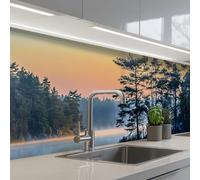 KitchenYeah© Crédence Adhésive Cuisine 60x250 cm Résistant À La Chaleur Plaque Adhesif Fond De Hotte Interieur Cuisson Sur Mesure Eau - Arbres - Nature - Paysage