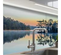 KitchenYeah© Crédence Adhésive Cuisine 60x80 cm Résistant À La Chaleur Plaque Adhesif Fond De Hotte Interieur Cuisson Sur Mesure Eau - Arbres - Nature - Paysage