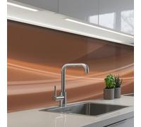 KitchenYeah© Crédence Adhésive Cuisine 80x150 cm Résistant À La Chaleur Plaque Adhesif Fond De Hotte Interieur Cuisson Sur Mesure Vagues - Abstrait - Brun