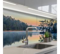 KitchenYeah© Crédence Adhésive Cuisine 80x150 cm Résistant À La Chaleur Plaque Adhesif Fond De Hotte Interieur Cuisson Sur Mesure Eau - Arbres - Nature - Paysage