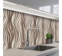 KitchenYeah© Crédence Adhésive Cuisine 80x200 cm Résistant À La Chaleur Plaque Adhesif Fond De Hotte Interieur Cuisson Sur Mesure Ondes - 3D - Crème