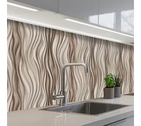 KitchenYeah© Crédence Adhésive Cuisine 80x250 cm Résistant À La Chaleur Plaque Adhesif Fond De Hotte Interieur Cuisson Sur Mesure Ondes - 3D - Crème