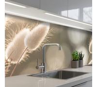 KitchenYeah© Crédence Adhésive Cuisine 80x300 cm Résistant À La Chaleur Plaque Adhesif Fond De Hotte Interieur Cuisson Sur Mesure Hazetail grass - Blanc - Sunlight