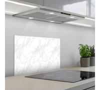 KitchenYeah© Crédence Adhésive Cuisine Résistant À La Chaleur Plaque | 40x60 cm - Adhesif Fond De Hotte Interieur Cuisson Sur Mesure Minimaliste - Veines blanches - grises