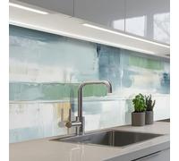 KitchenYeah© Crédence Adhésive Cuisine Résistant À La Chaleur Plaque | 60x200 cm - Adhesif Fond De Hotte Interieur Cuisson Sur Mesure Peinture - Art moderne - Abstrait - Gris