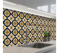 KitchenYeah© Credence Adhesive Pour Cuisine 60x250 cm Panneau Mural Adhesif Fond De Hotte Plaque Pvc Murale Peel And Stick Protege Mur Motif - Carrelage décoratif - Coloré