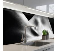 KitchenYeah© Credence Adhesive Pour Cuisine 60x300 cm Panneau Mural Adhesif Fond De Hotte Plaque Pvc Murale Peel And Stick Protege Mur Corps - Formes - Abstrait - Noir - Blanc - Sensuel