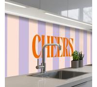 KitchenYeah© Credence Adhesive Pour Cuisine 60x300 cm Panneau Mural Adhesif Fond De Hotte Plaque Pvc Murale Peel And Stick Protege Mur Lilas - Orange - Rayures - Cheers