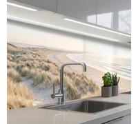 KitchenYeah© Credence Adhesive Pour Cuisine 60x300 cm Panneau Mural Adhesif Fond De Hotte Plaque Pvc Murale Peel And Stick Protege Mur Dunes - Plage - Beige
