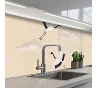KitchenYeah© Credence Adhesive Pour Cuisine 60x300 cm Panneau Mural Adhesif Fond De Hotte Plaque Pvc Murale Peel And Stick Protege Mur Grue - Blossom - Beige