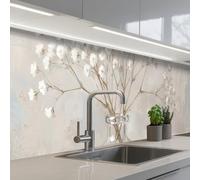 KitchenYeah© Credence Adhesive Pour Cuisine 60x300 cm Panneau Mural Adhesif Fond De Hotte Plaque Pvc Murale Peel And Stick Protege Mur Plasterwort - Vase - Blanc