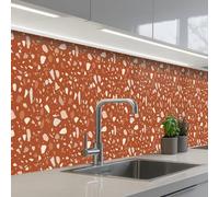 KitchenYeah© Credence Adhesive Pour Cuisine 60x400 cm Panneau Mural Adhesif Fond De Hotte Plaque Pvc Murale Peel And Stick Protege Mur Terrazzo - Motif - Argile