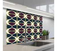 KitchenYeah© Credence Adhesive Pour Cuisine 80x100 cm Panneau Mural Adhesif Fond De Hotte Plaque Pvc Murale Peel And Stick Protege Mur Abstrait - Rétro - Coloré
