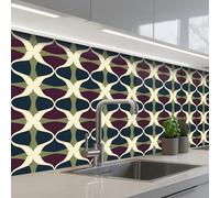 KitchenYeah© Credence Adhesive Pour Cuisine 80x200 cm Panneau Mural Adhesif Fond De Hotte Plaque Pvc Murale Peel And Stick Protege Mur Abstrait - Rétro - Coloré