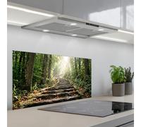 KitchenYeah© Crédence Adhésive Résistant À La Chaleur 45x90 cm Protection Mur Cuisine Panneaux Muraux Adhesif Panneau Decoratif Interieur Pierres - Escaliers - Forêt - Nature
