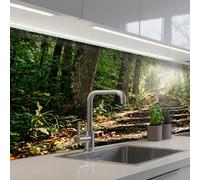 KitchenYeah© Crédence Adhésive Résistant À La Chaleur 60x150 cm Protection Mur Cuisine Panneaux Muraux Adhesif Panneau Decoratif Interieur Pierres - Escaliers - Forêt - Nature