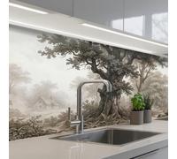KitchenYeah© Crédence Adhésive Résistant À La Chaleur 60x150 cm Protection Mur Cuisine Panneaux Muraux Adhesif Panneau Decoratif Interieur Nature - Forêt - Chêne
